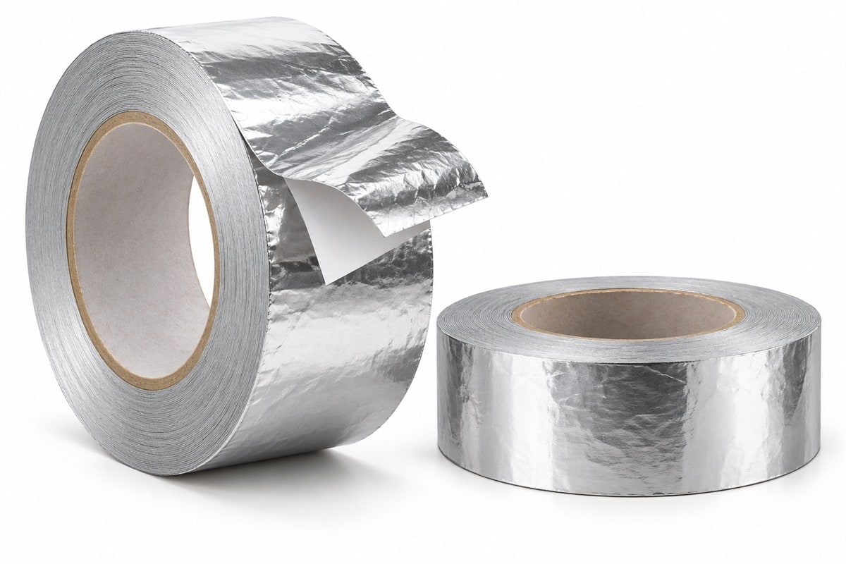 Aluminum foil tape rolls with a partially lifted foil layer